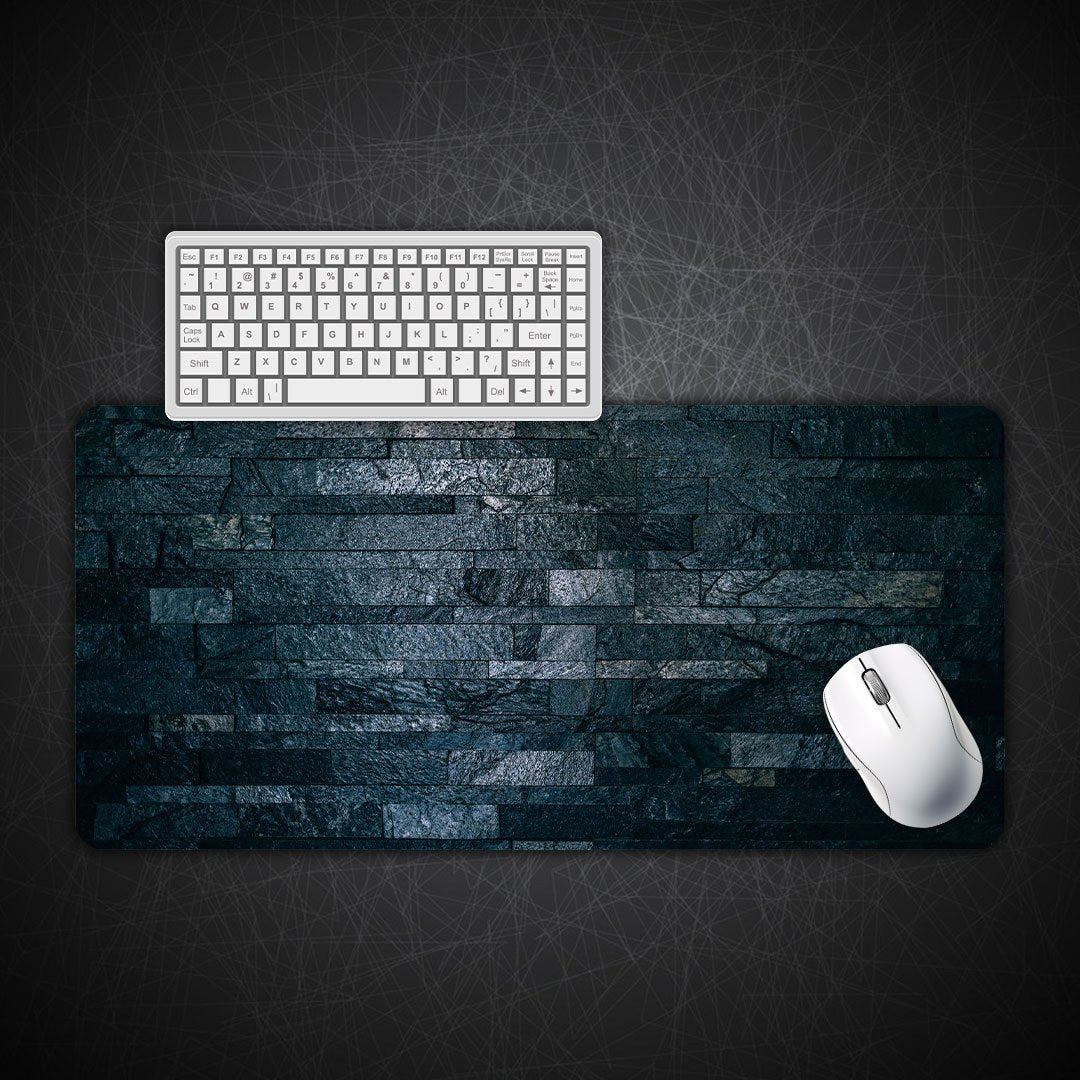 Stone Wall Dark Gaming Desk Mat