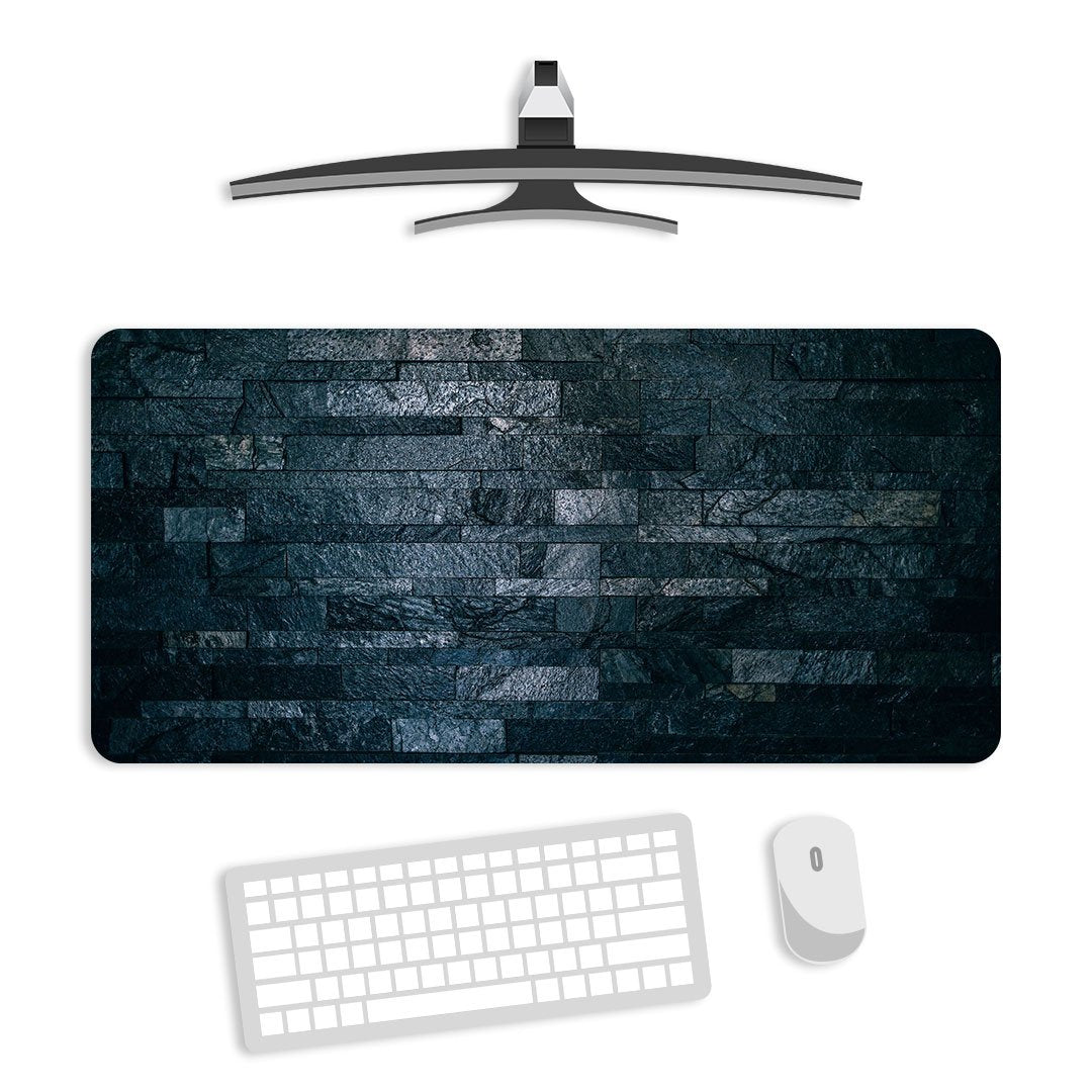 Stone Wall Dark Gaming Desk Mat