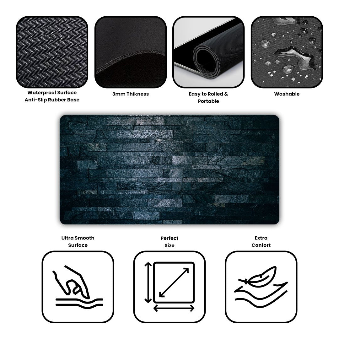 Stone Wall Dark Gaming Desk Mat