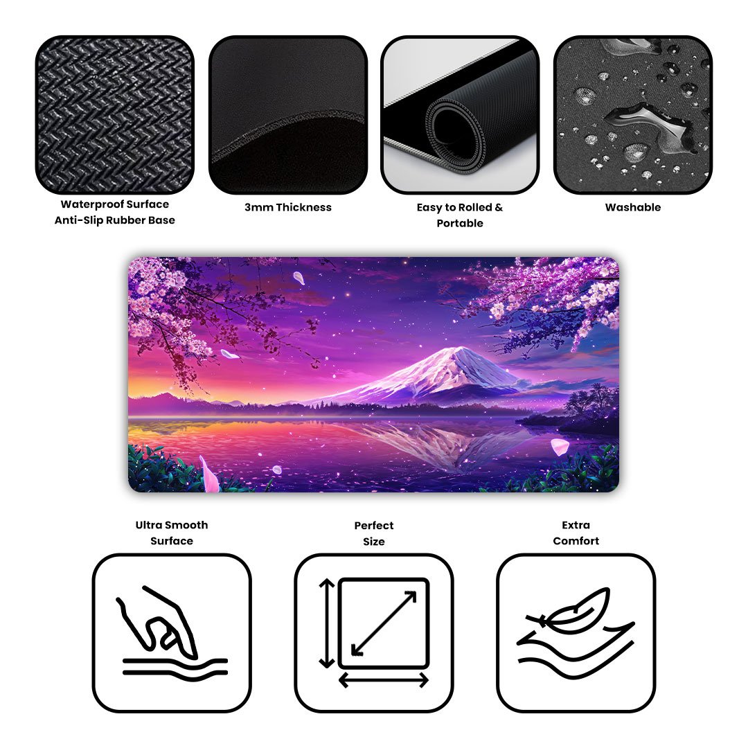 Violet Fuji Sunset Desk Mat
