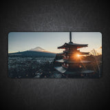 Sunset Pagoda & Mount Fuji Desk Mat