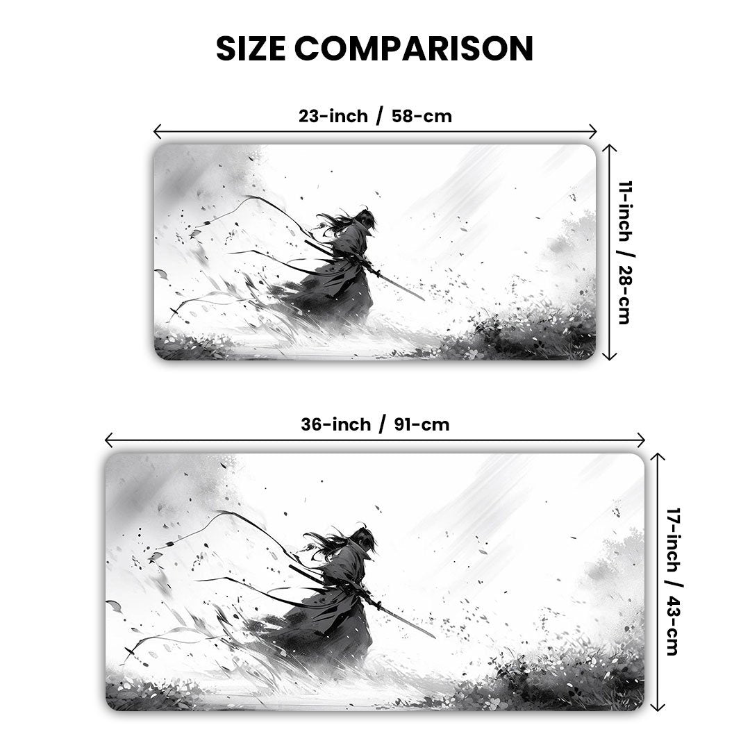 Shadow Samurai Ink Art Desk Mat