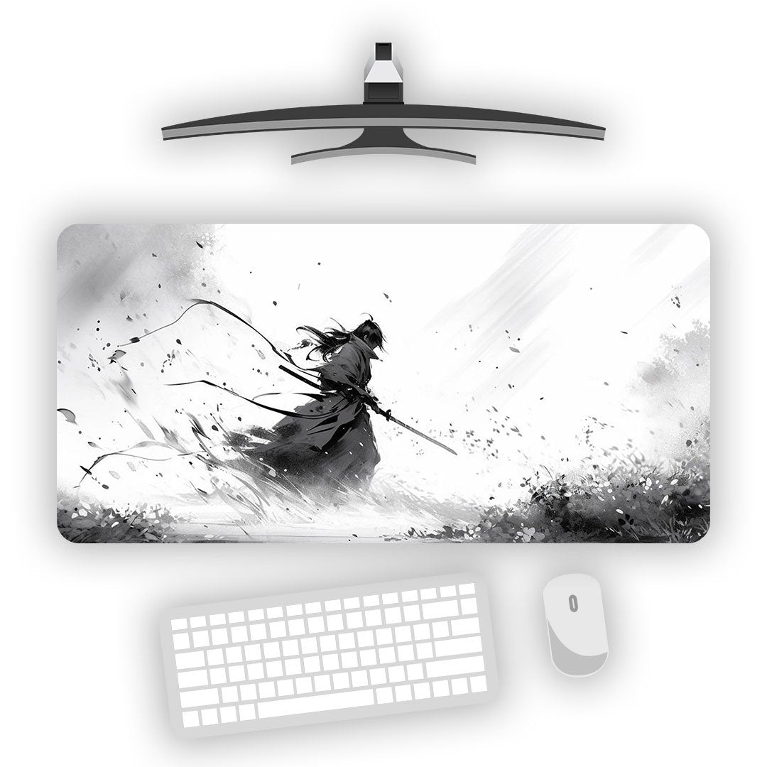 Shadow Samurai Ink Art Desk Mat