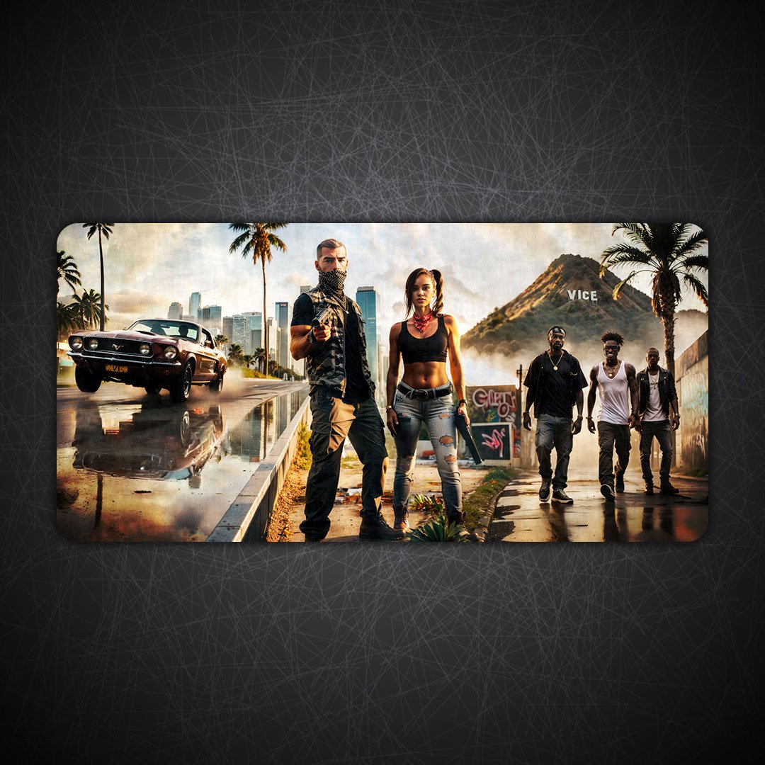Vice City Streets Gaming Desk Mat