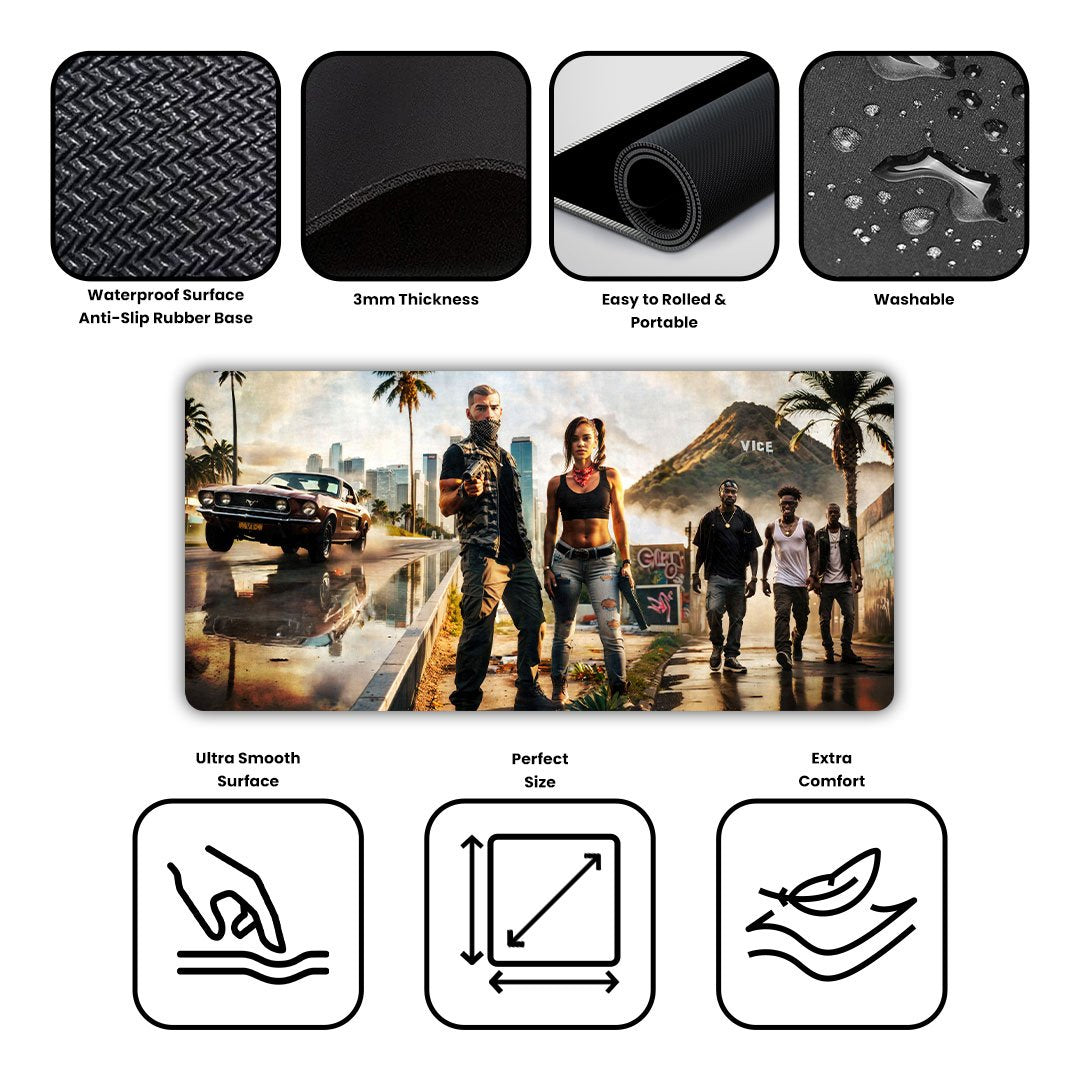 Vice City Streets Gaming Desk Mat