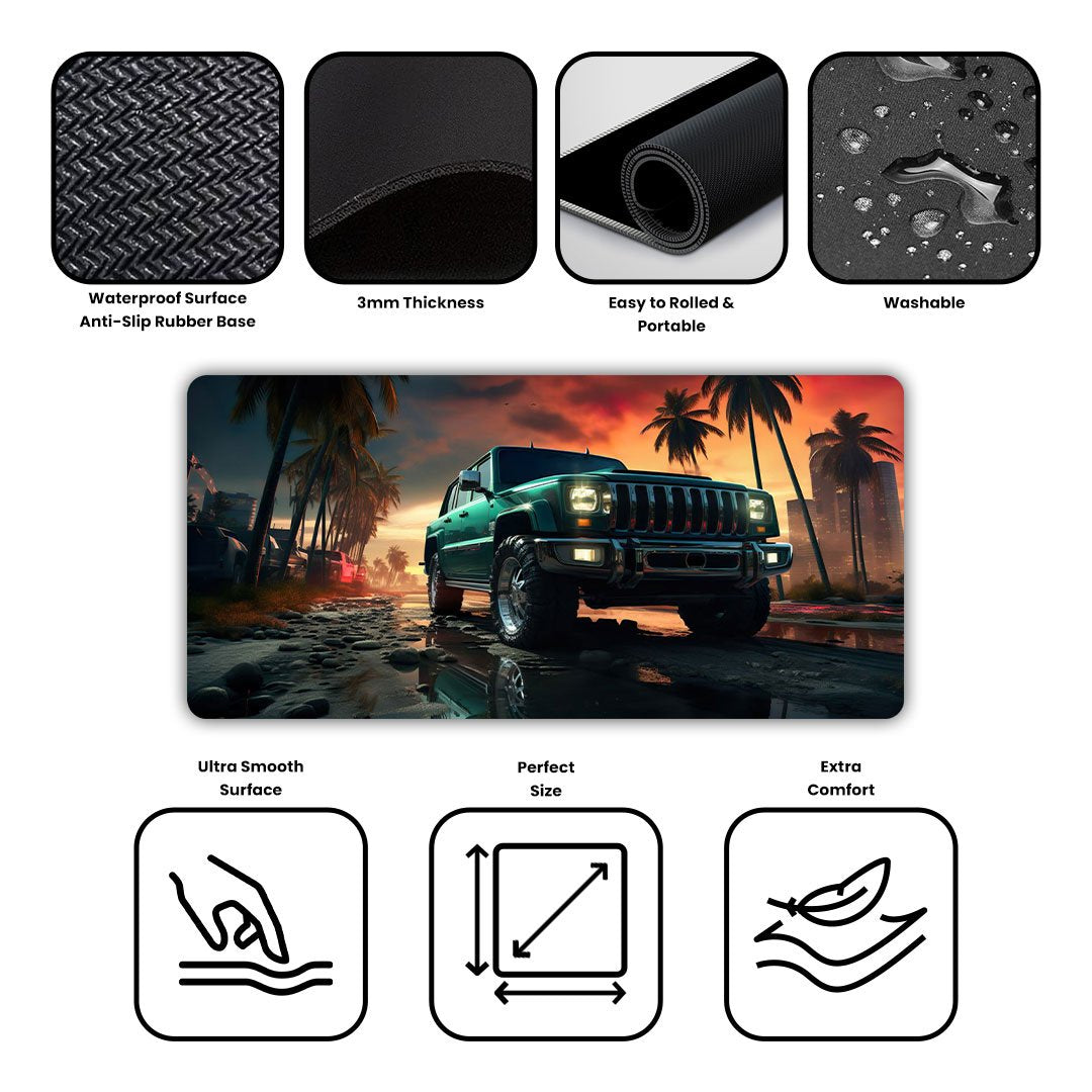 Jungle Trail Beast Jeep Gaming Desk Mat