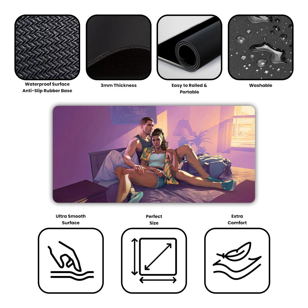 GTA 6 Jason and Lucia Gaming Desk Mat