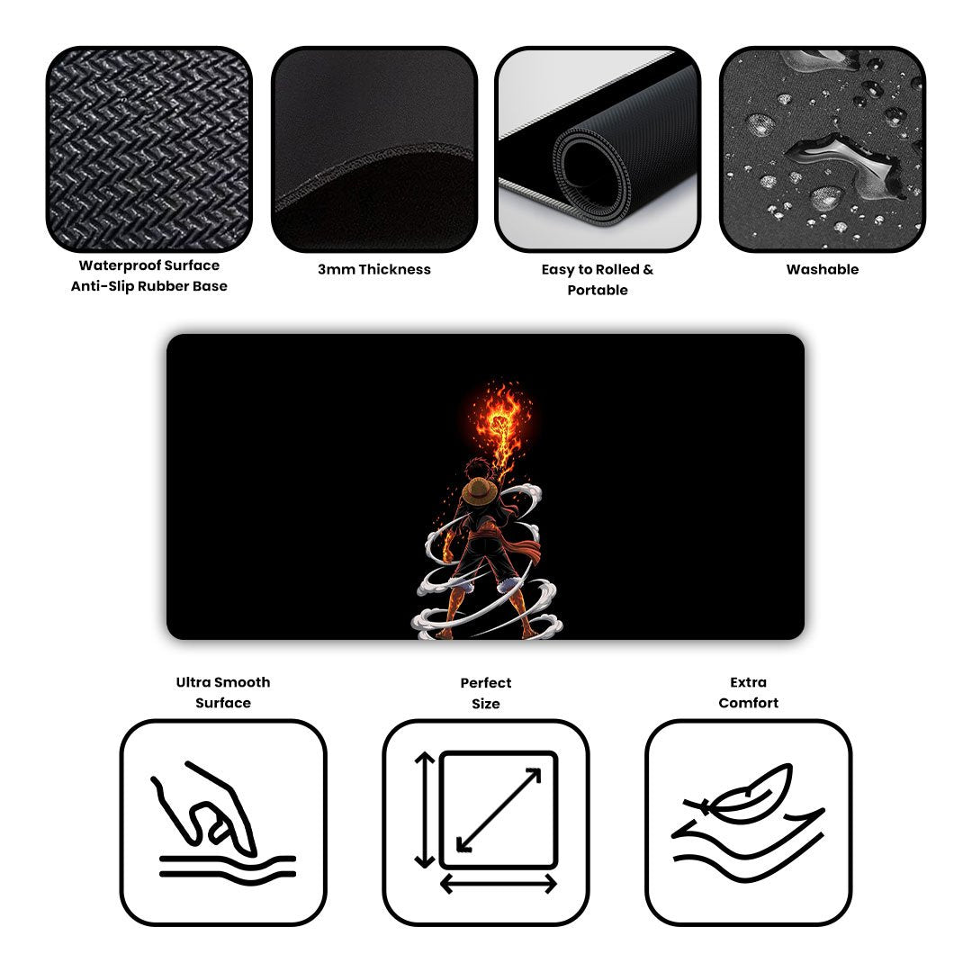 Luffy Rising Flame Gaming Desk Mat