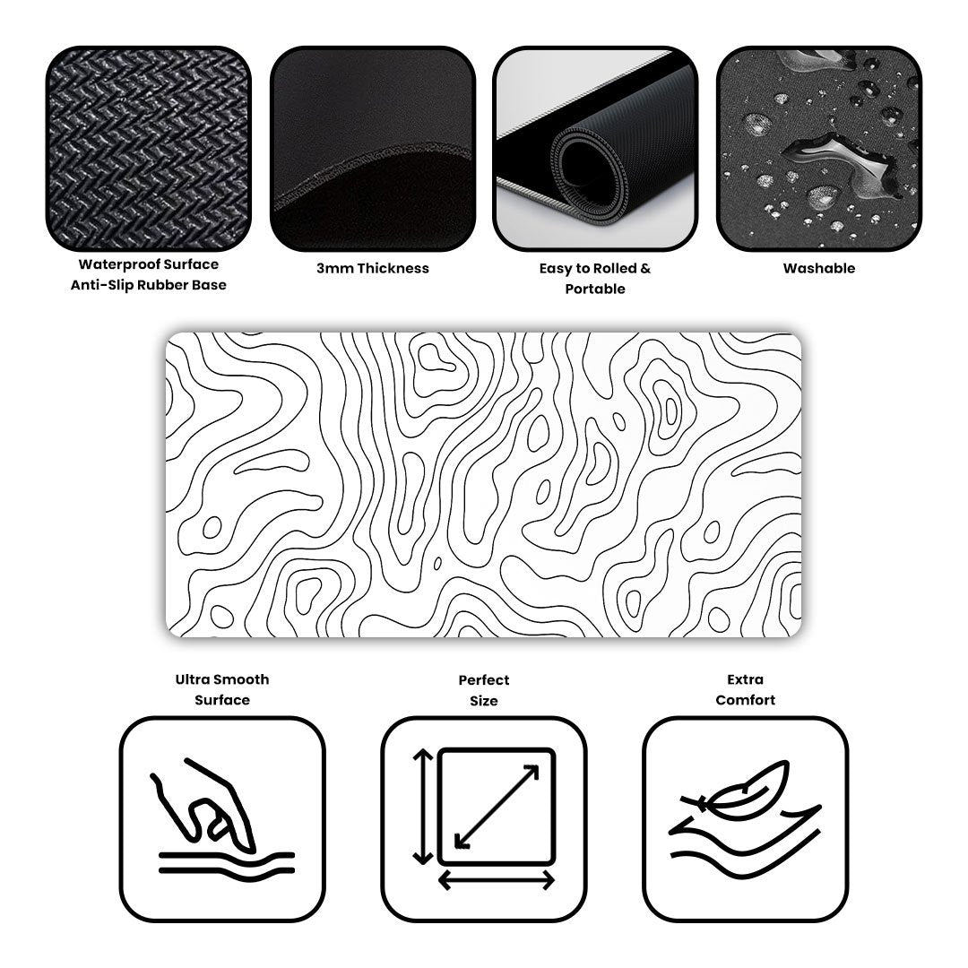 Topography Light Aesthetic Gaming Desk Mat