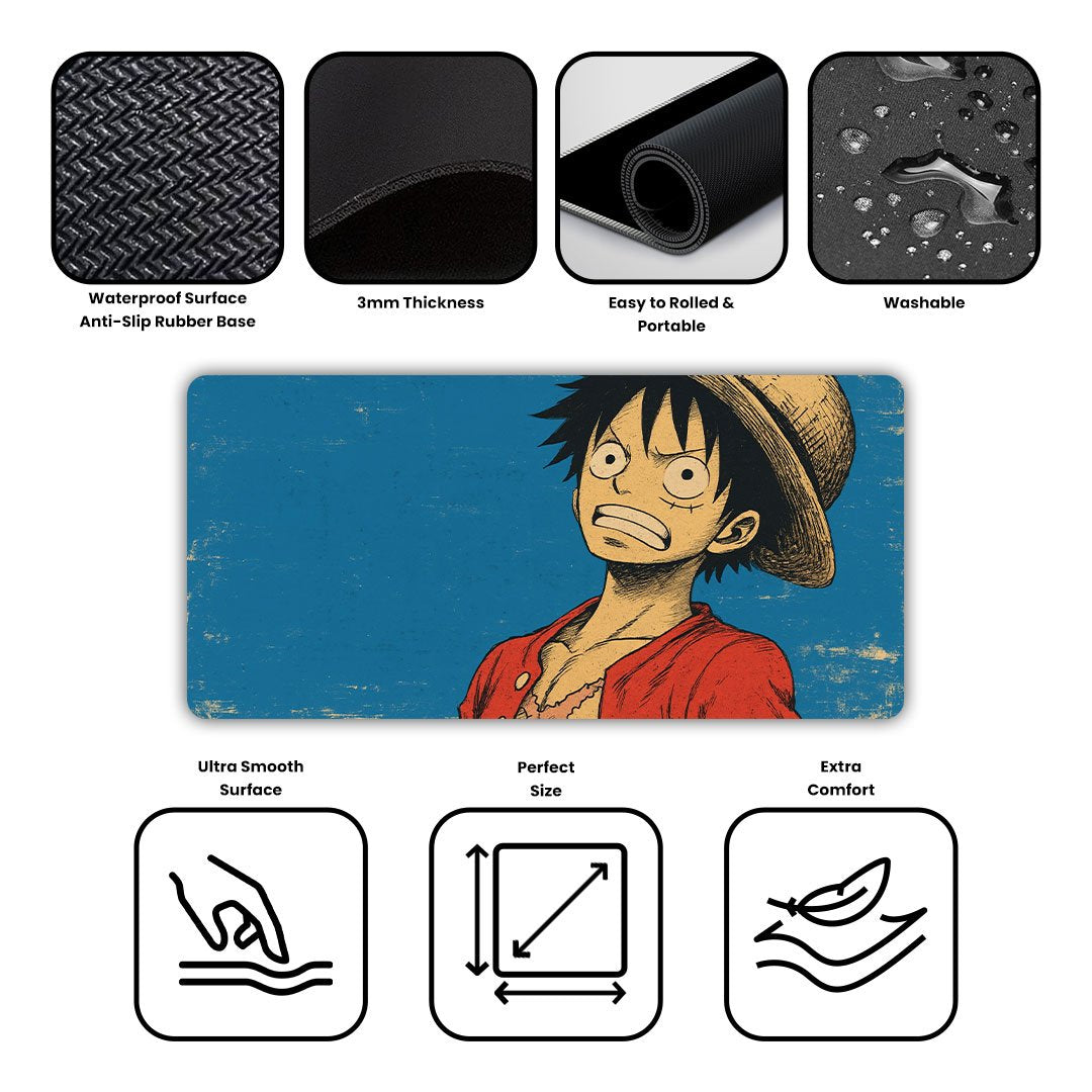 Luffy Retro Shock Gaming Desk Mat