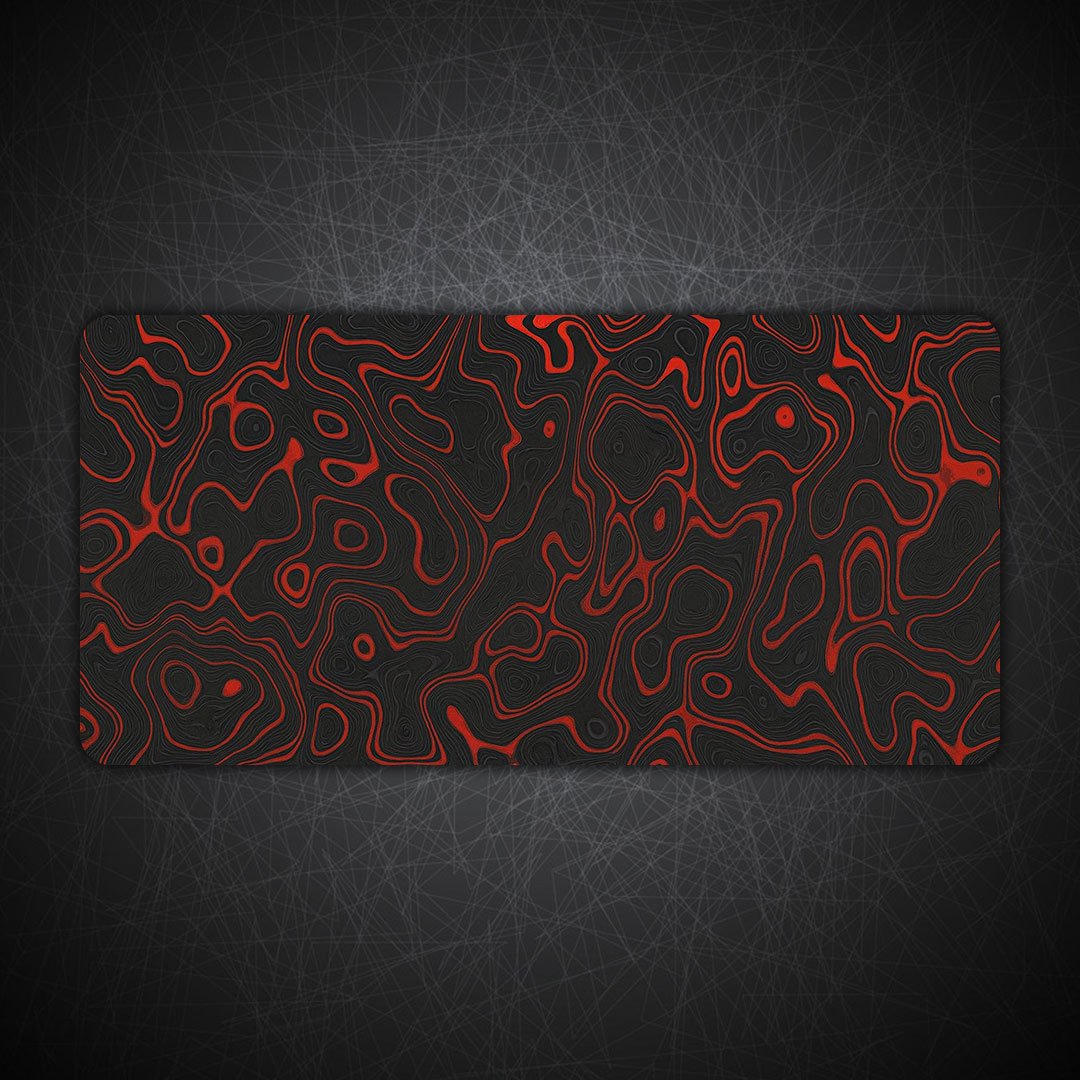 Topography Red Aesthetic Gaming Desk Mat
