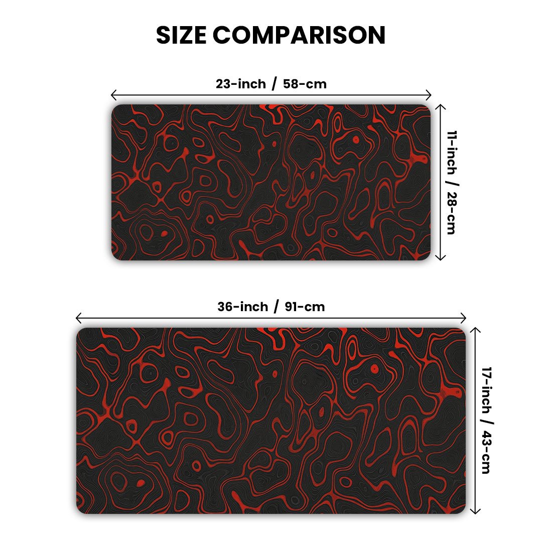 Topography Red Aesthetic Gaming Desk Mat