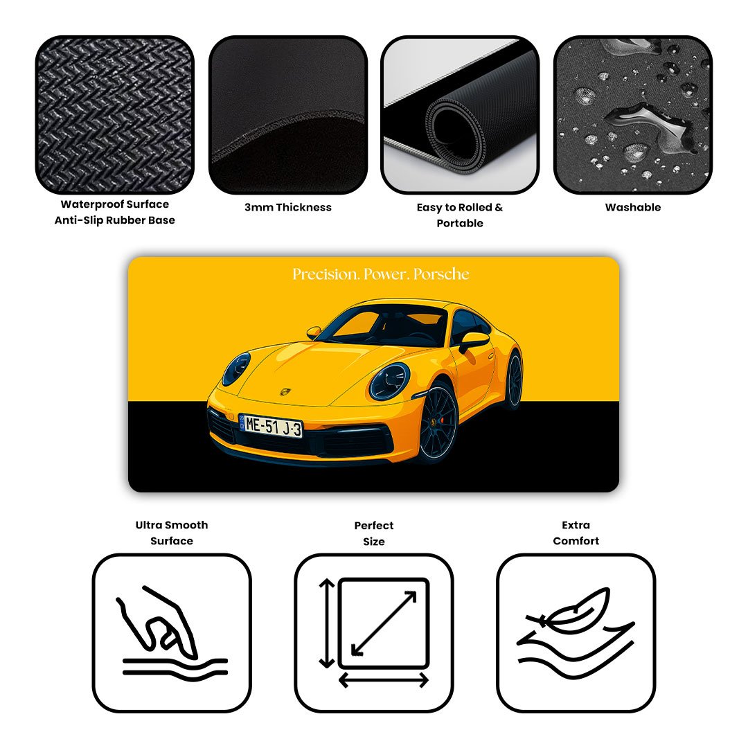 Porsche 911 Turbo Yellow Edition Gaming Desk Mat