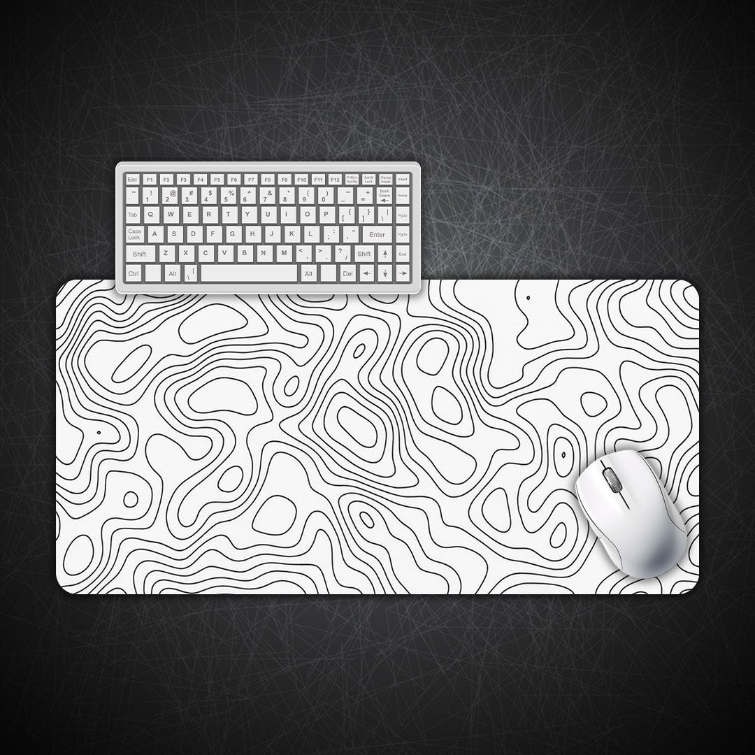 White Contour Gaming Desk Mat