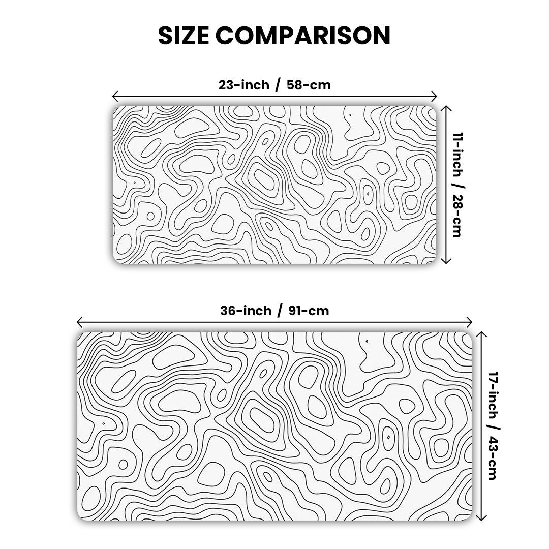 White Contour Gaming Desk Mat