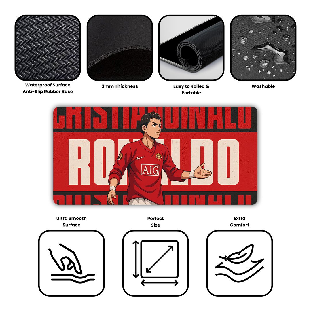 Ronaldo Red Royal Gaming Desk Mat