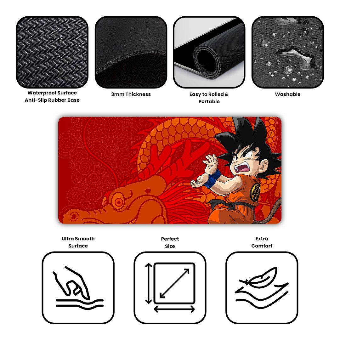 Kid Goku Tiny Titan Dragon Pulse Edition Gaming Desk Mat