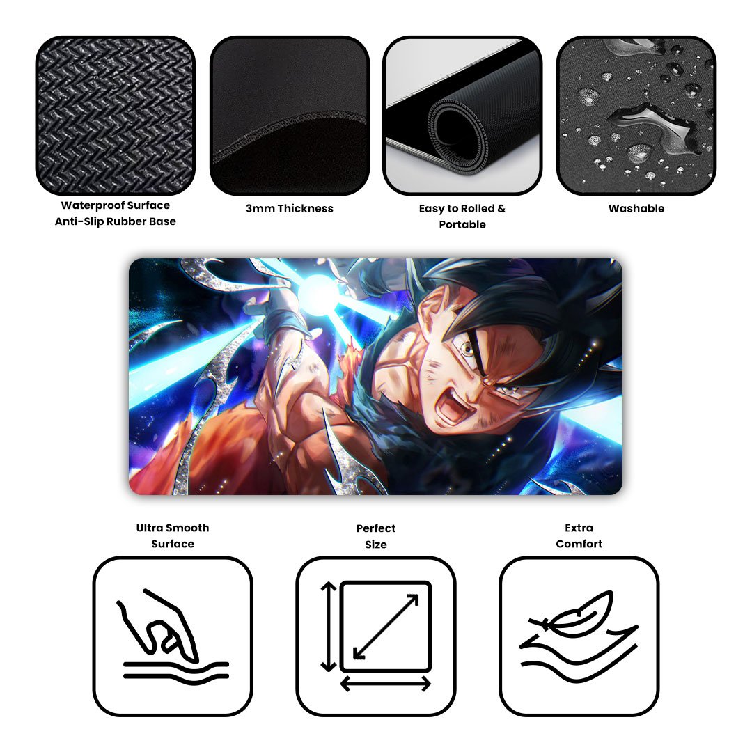 Super Saiyan Son Goku Kamehameha Gaming Desk Mat