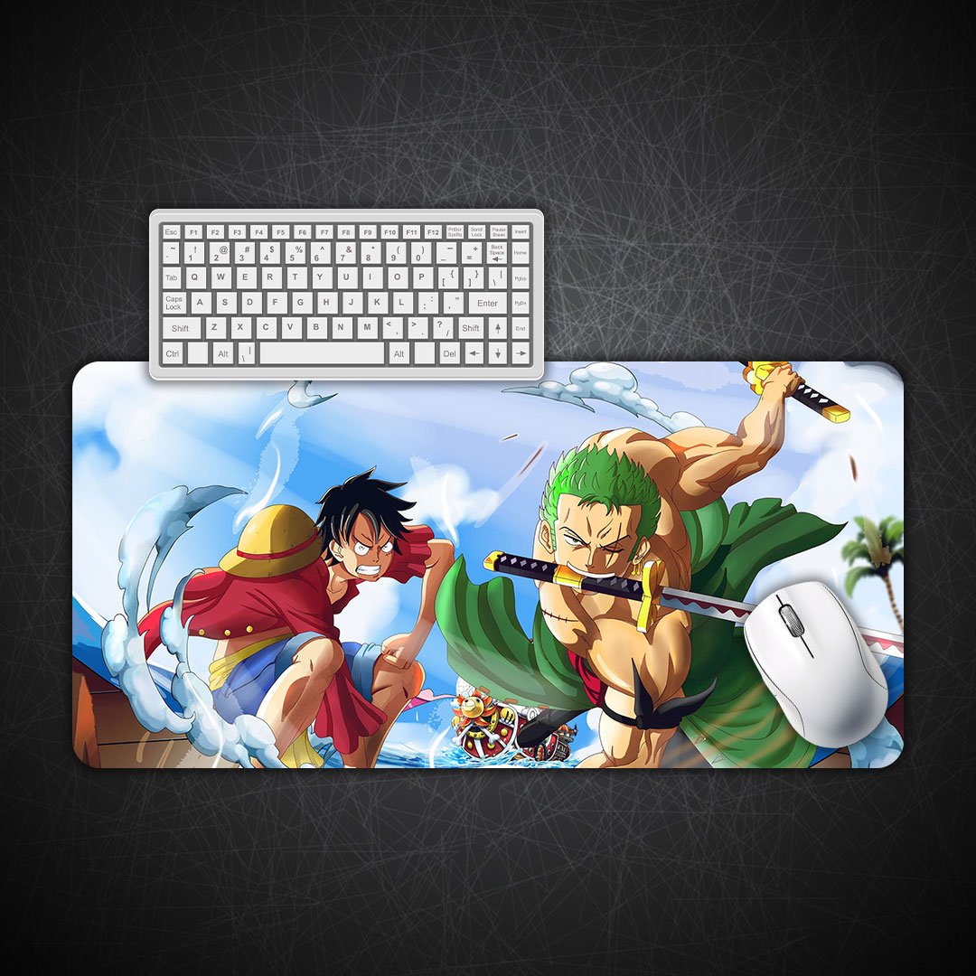 Zoro and Luffy in Fight One Piece Gaming Desk Mat