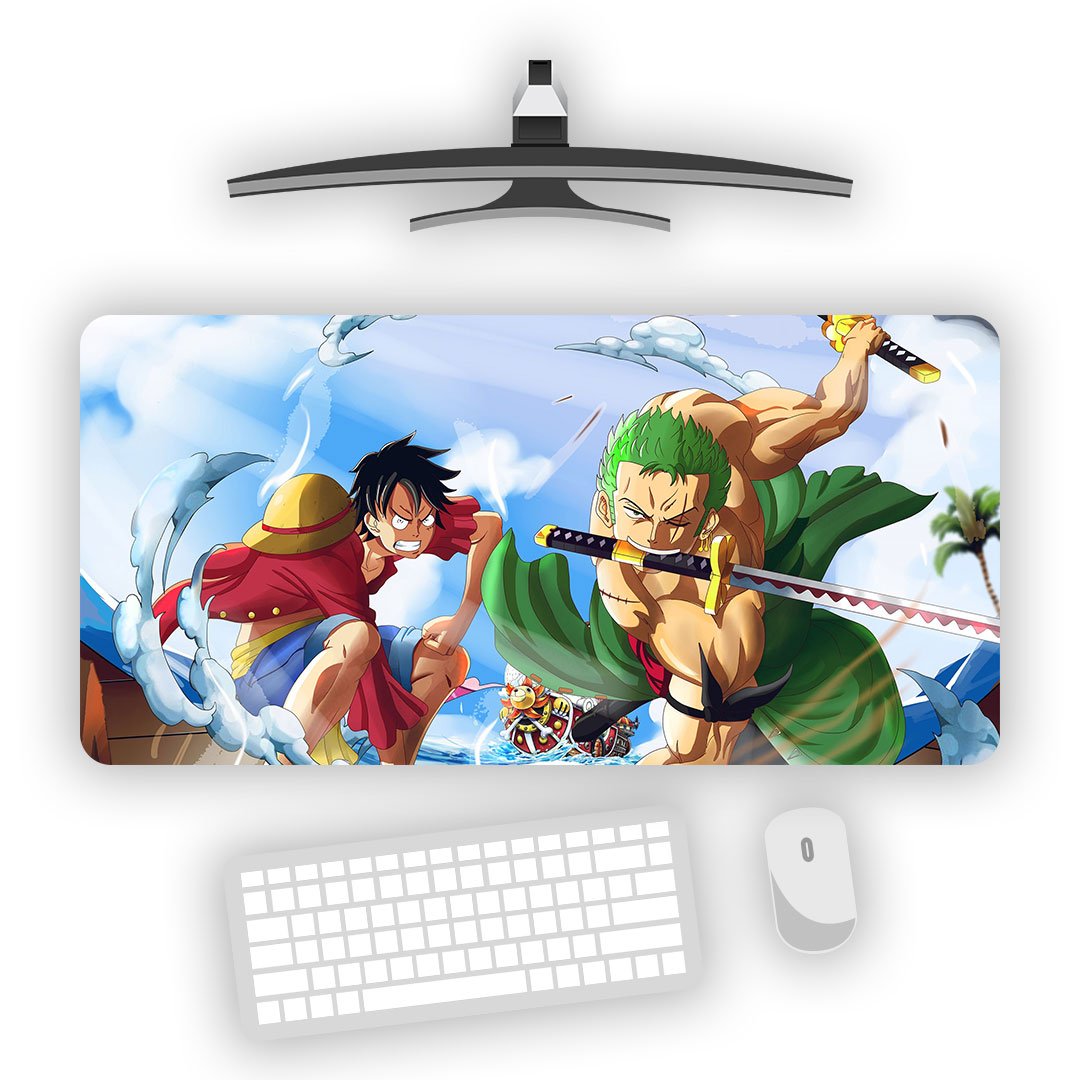 Zoro and Luffy in Fight One Piece Gaming Desk Mat