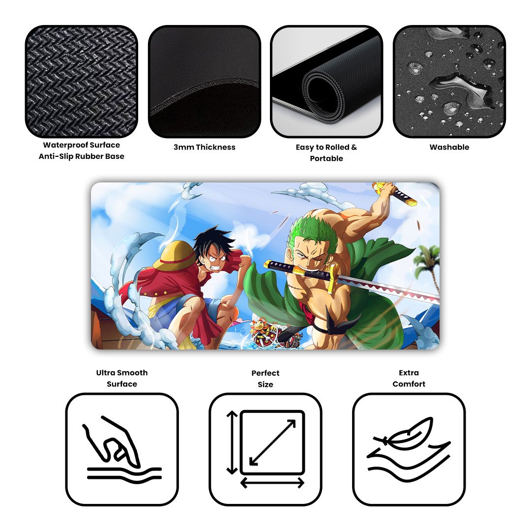 Zoro and Luffy in Fight One Piece Gaming Desk Mat