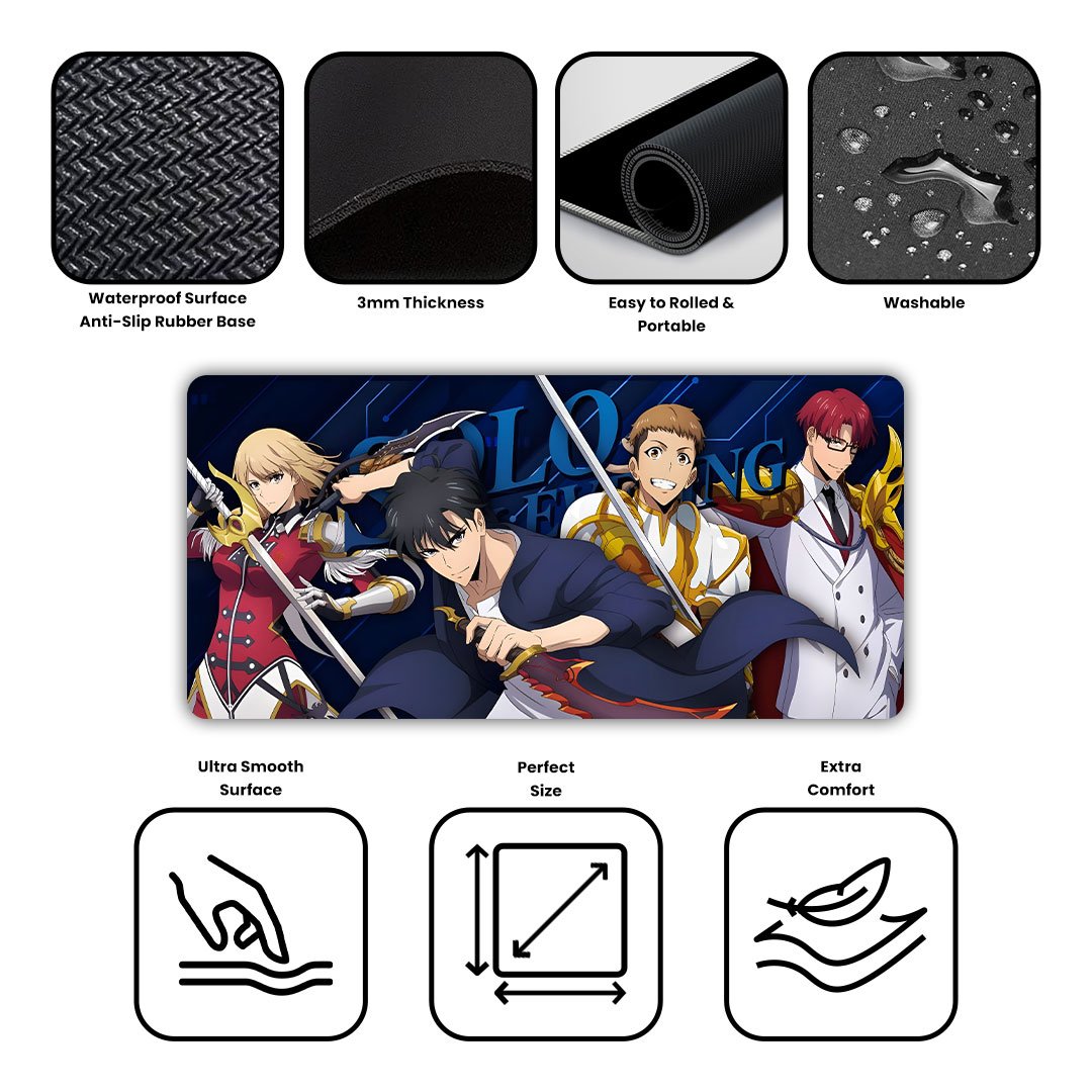 Solo Leveling Sung Jinwoo & Cha Hae-in Gaming Desk Mat