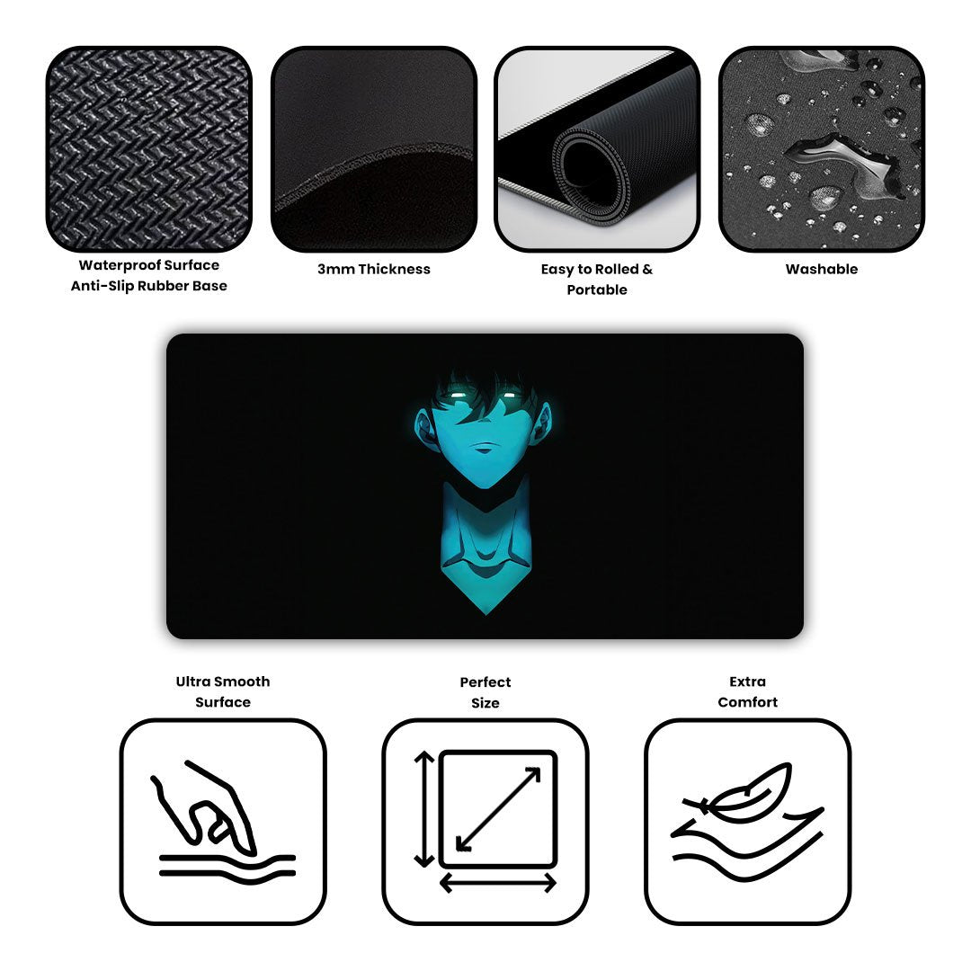 Solo Leveling Sung Jinwoo Shadow Power Gaming Desk Mat
