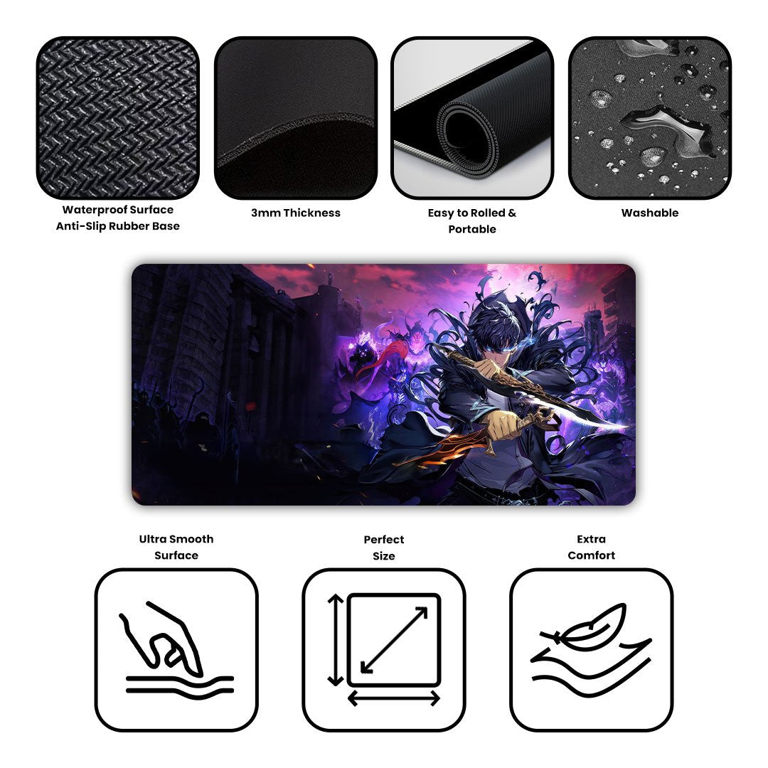 Solo Leveling Sung Jinwoo Blade Aesthetic Gaming Desk Mat