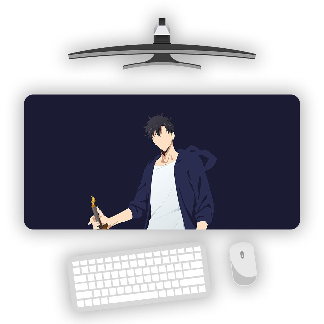 Level but it's lofi Solo Leveling Gaming Desk Mat