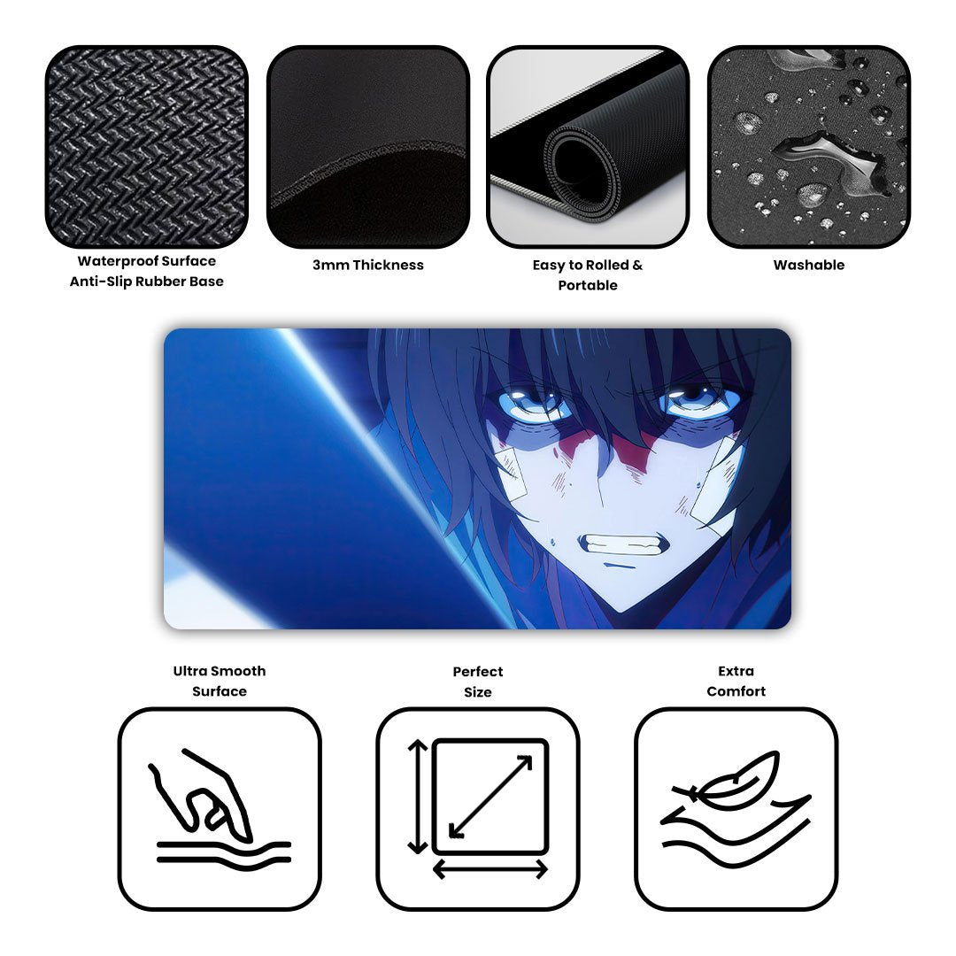 Sung Jin Woo Fight Statue of God Solo Leveling Gaming Desk Mat