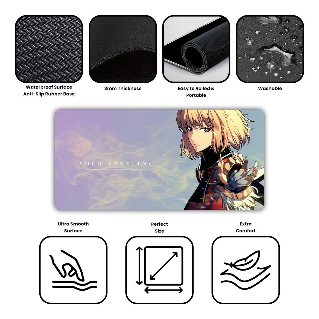 Cha Hae in Solo Leveling Gaming Desk Mat