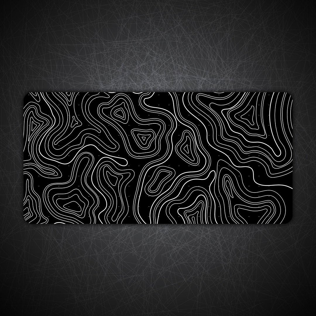Topographic Dark Gaming Desk Mat