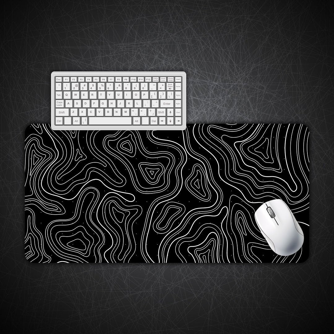 Topographic Dark Gaming Desk Mat