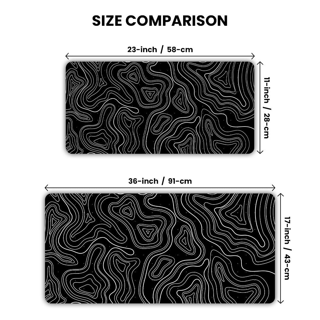 Topographic Dark Gaming Desk Mat