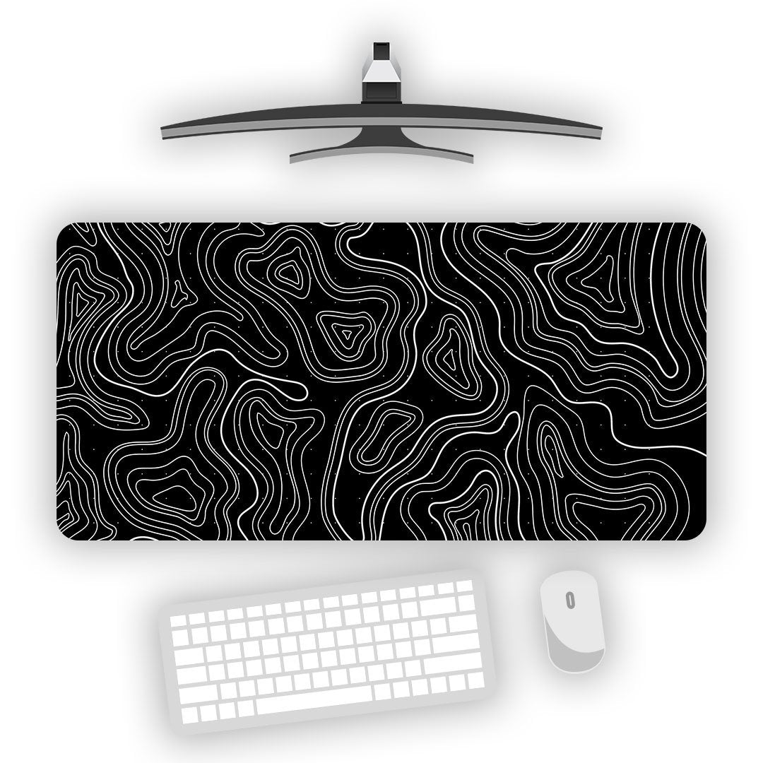 Topographic Dark Gaming Desk Mat