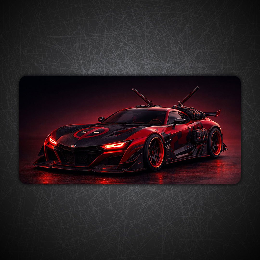 Deadpool Theme Hyper Car Gaming Desk Mat