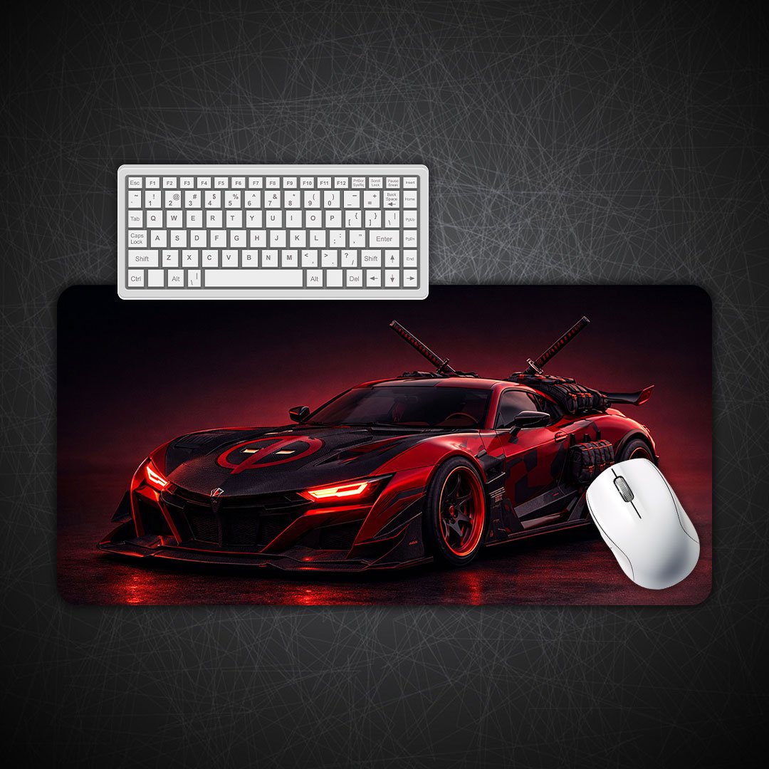 Deadpool Theme Hyper Car Gaming Desk Mat