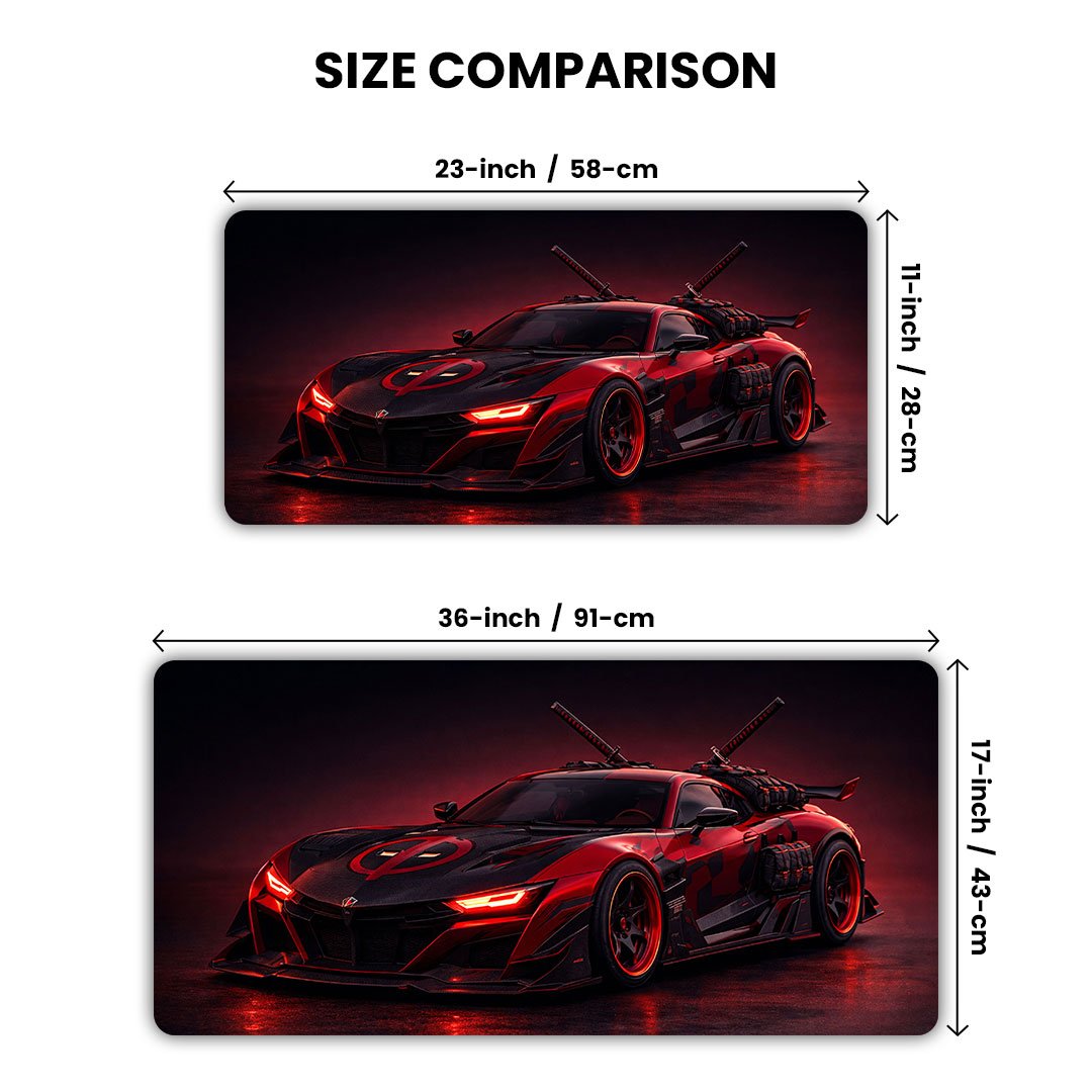 Deadpool Theme Hyper Car Gaming Desk Mat