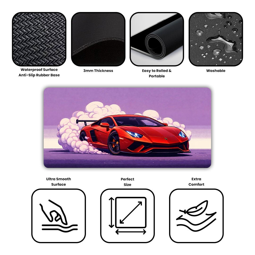 Lamborghini Aventador Drifting Gaming Desk Mat