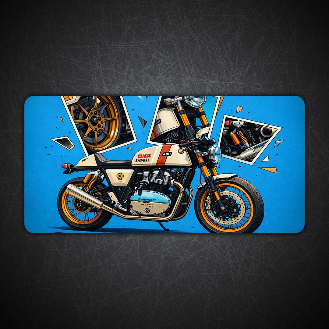 Royal Enfield Continental GT 650 White & Red Gaming Desk Mat