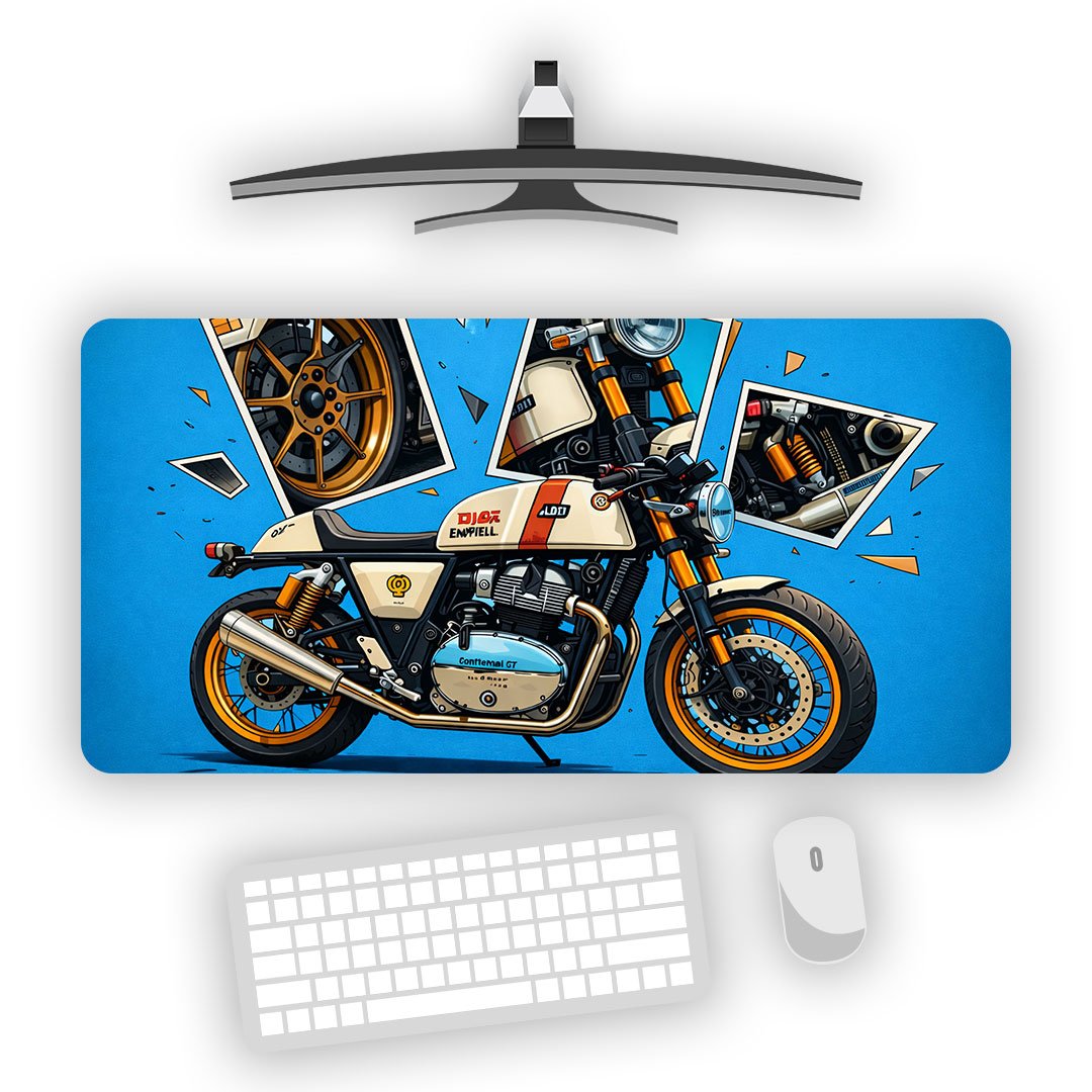 Royal Enfield Continental GT 650 White and Red Gaming Desk Mat