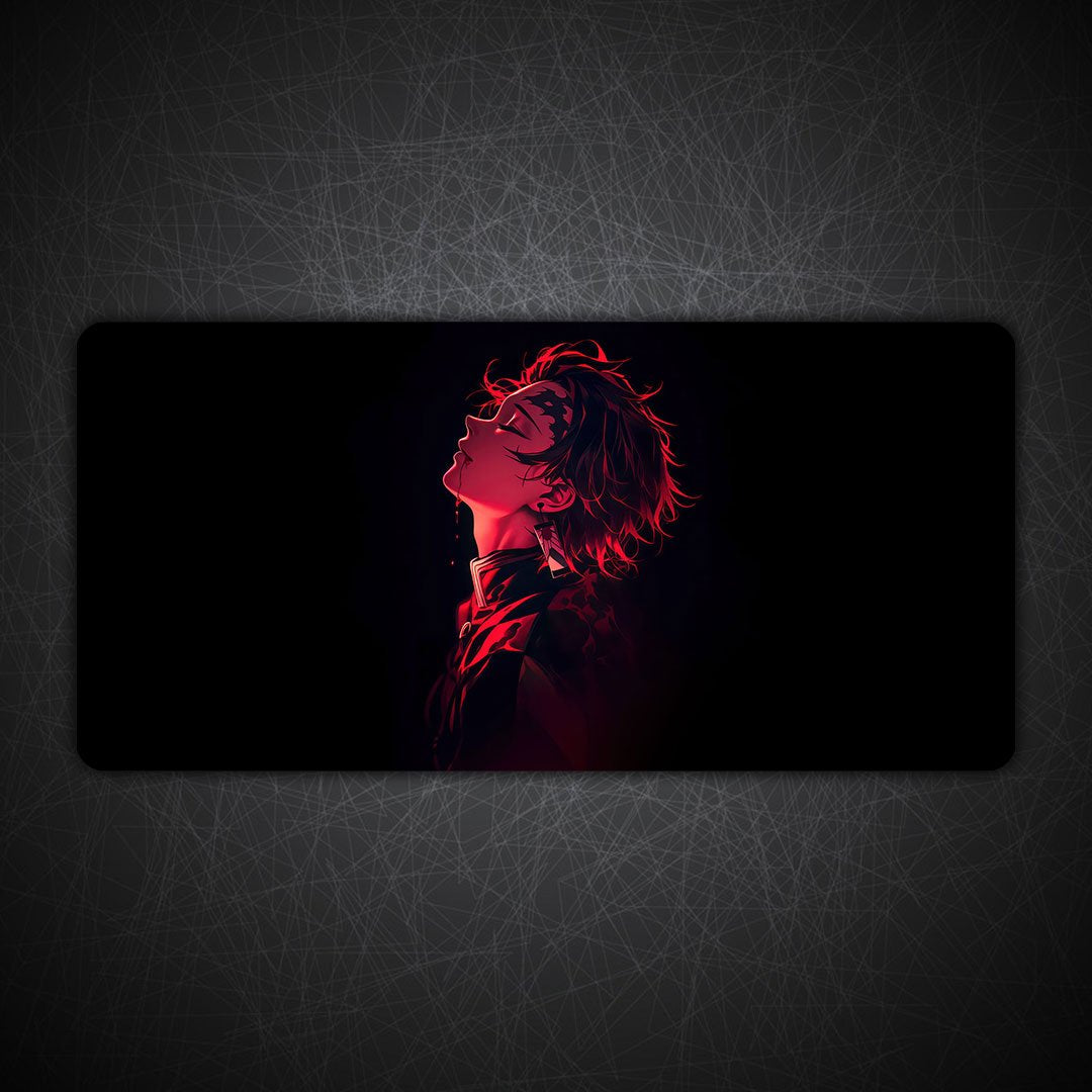 Tanjiro Kamado Pose in Red Desk Mat