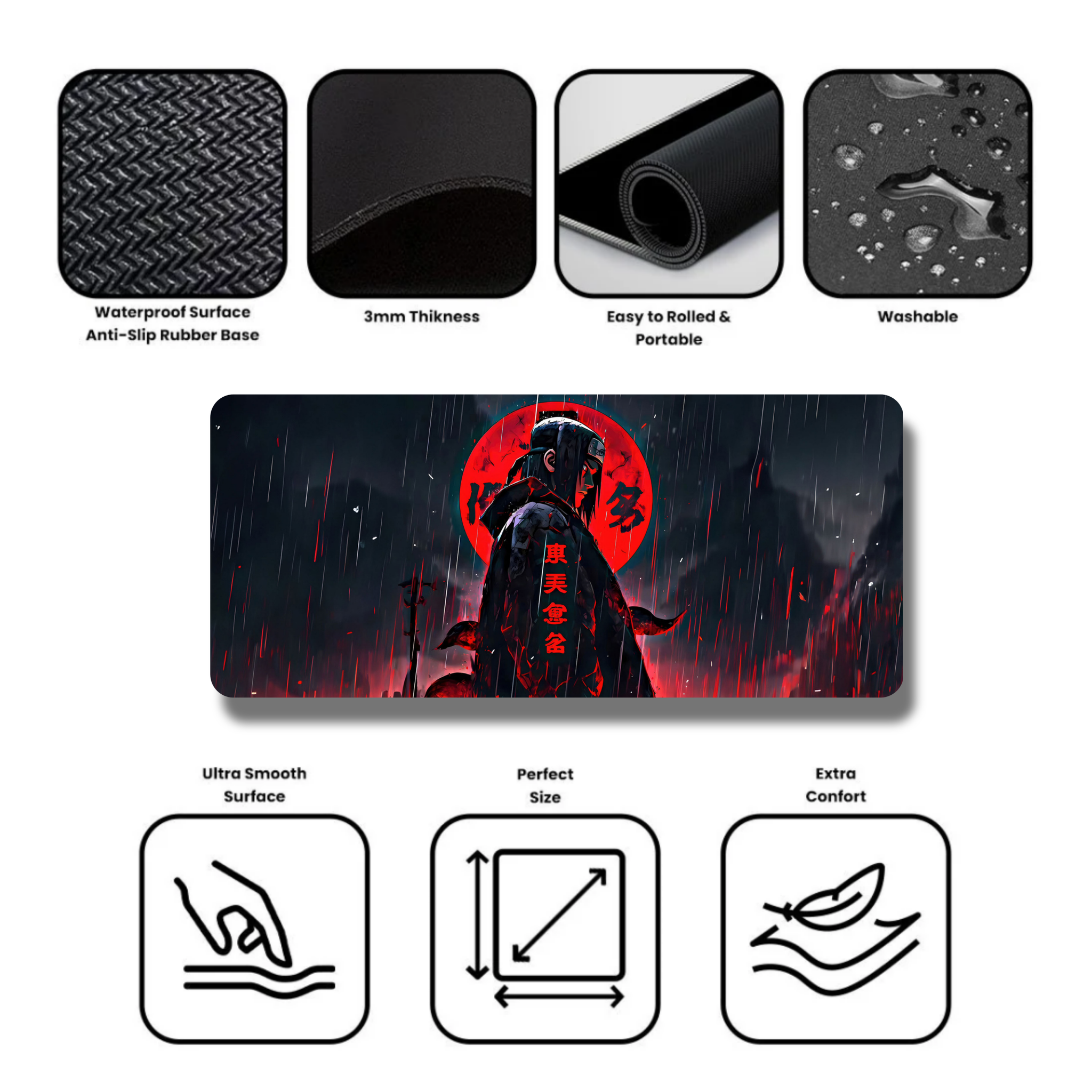 Itachi Red Moon Gaming Desk Mat