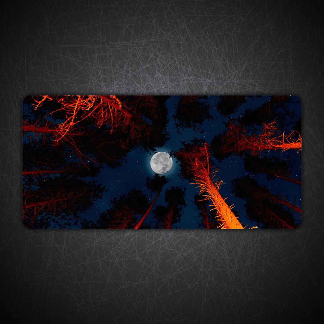 Full Moon Trees Sky View Gaming Desk Mat