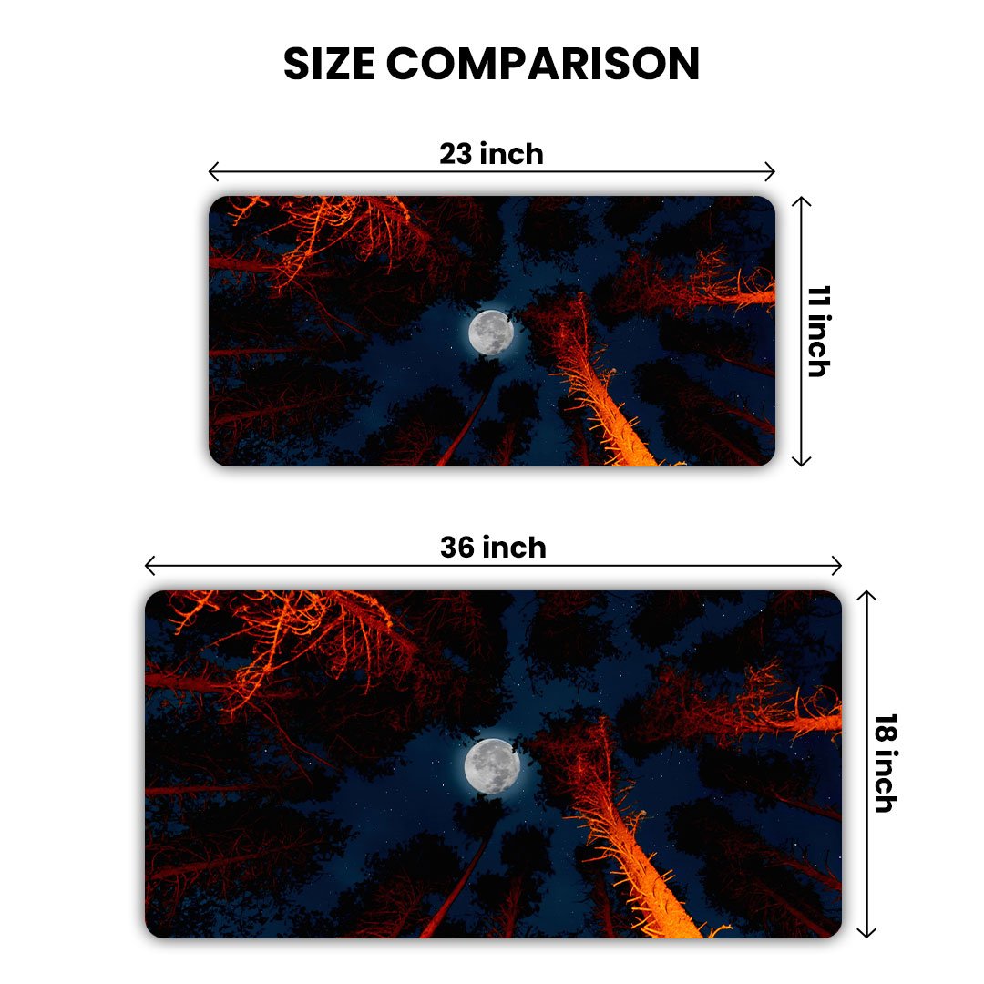 Full Moon Trees Sky View Gaming Desk Mat