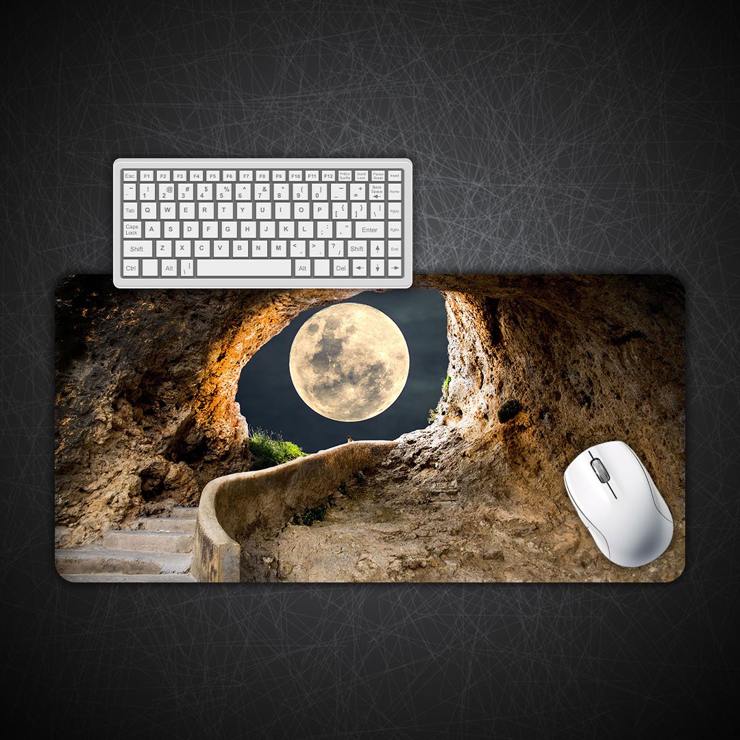 Full Moon cave Steps Path Tunnel Gaming Desk Mat