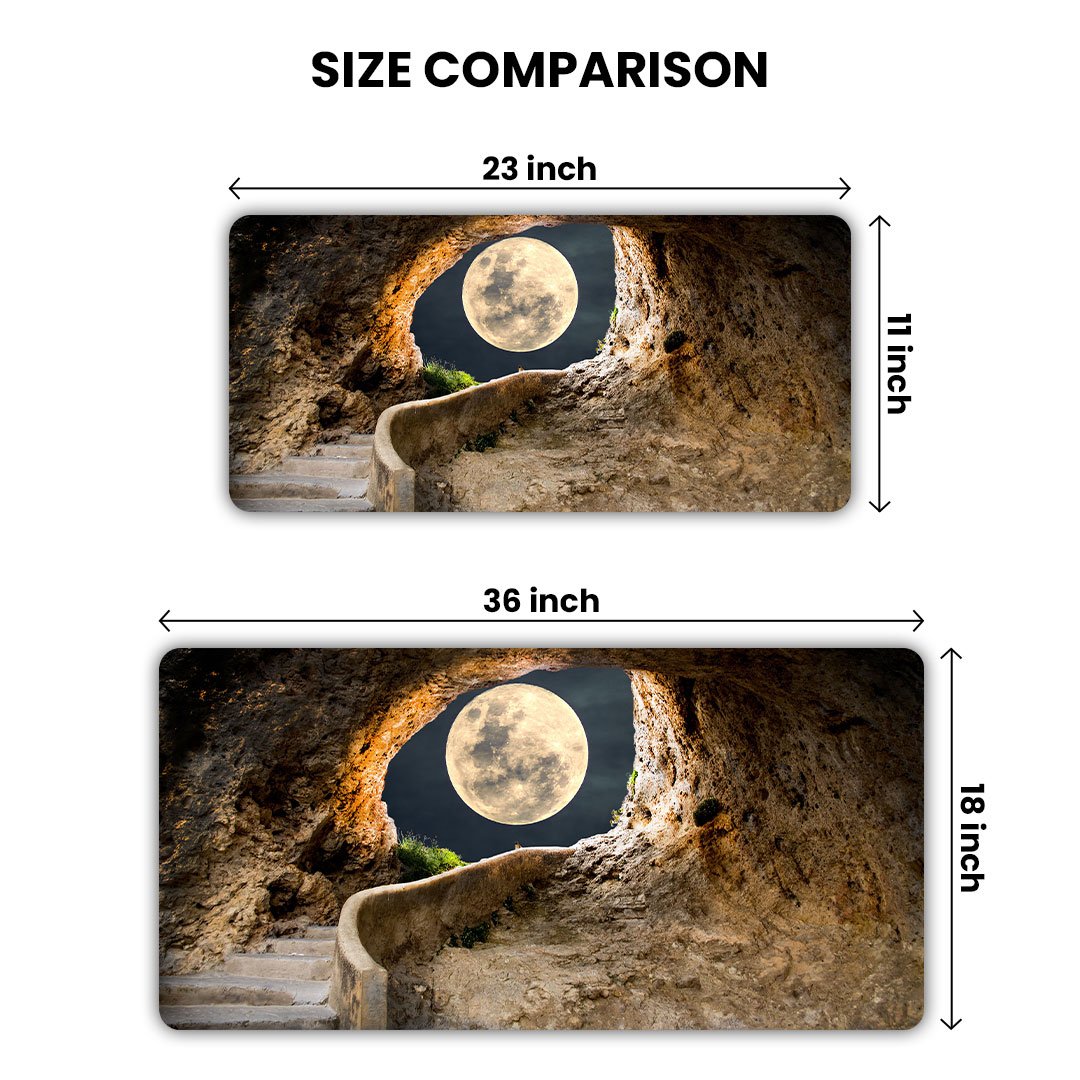 Full Moon cave Steps Path Tunnel Gaming Desk Mat