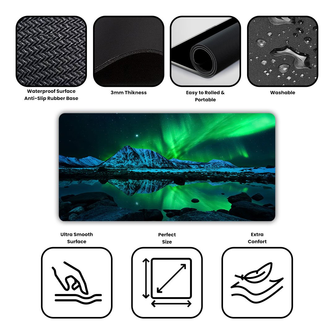 Aurora Borealis Northern lights Gaming Desk Mat
