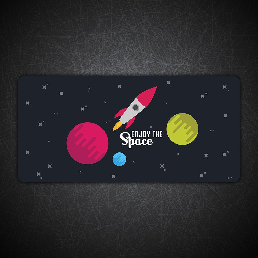 Spacecraft Rocket Planet Stars Gaming Desk Mat