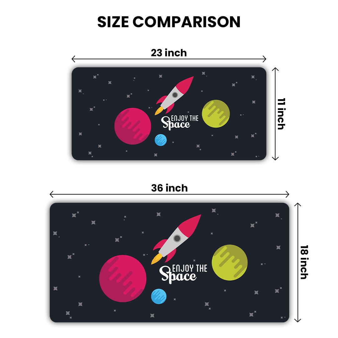 Spacecraft Rocket Planet Stars Gaming Desk Mat